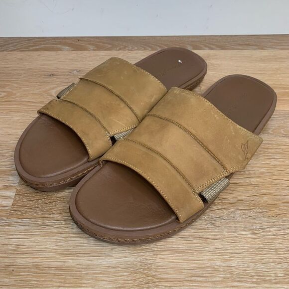Tommy Bahama Ruggero Men’s Leather Slide Brown Sandals - Picture 1 of 12